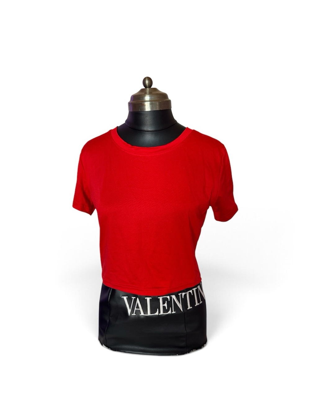 Source Unknown Bright Red Cropped Crew Neck Tee